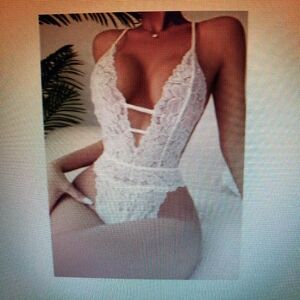 SHEIN Lace Lingerie Bodysuit in White
